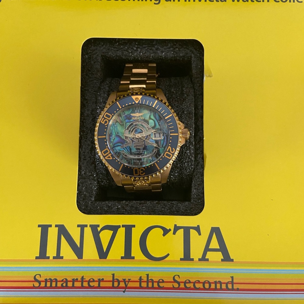 Invicta Gold Watch with Ocean Blue Face